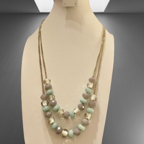 LOFT Tiered Double Strand Beaded Necklace - Picture 1 of 7